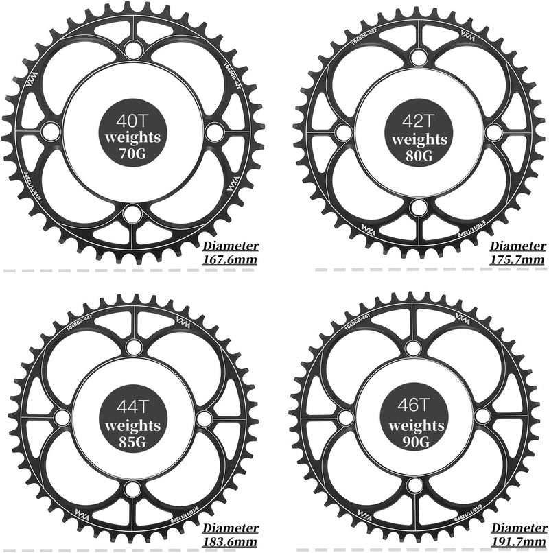 YBEKI 104BCD Chainring - CNC 7075-T6 Aluminum Narrow-Wide Round Chainwheel for MTB/Road Bikes (32-52T) | Compatible with Shimano/SRAM 8-11 Speed | Ultra-Light | Anti-Drop Design (Black/Red) - Image 3